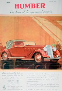 Publicité pour les voitures Humber, 1935 - Unbekannt