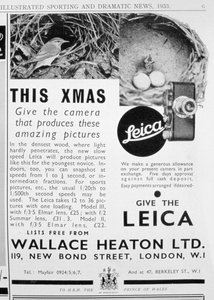 Publicité pour les appareils photo Leica vendus par Wallace Heaton Ltd, New Bond Street, Londres, 1933 - Unbekannt