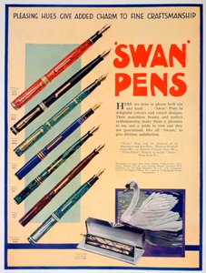 Publicité pour les stylos Swan, 1931