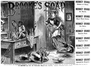 Publicité pour le savon Brookes Monkey Brand