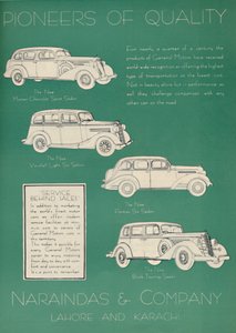 Publicité pour Naraindas & Company, fournisseurs de voitures, 1936 - Unbekannt