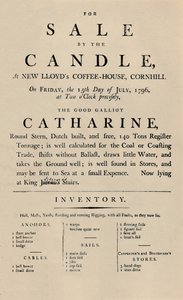 Annonce de vente par bougie chez Lloyds, 1796 - Unbekannt