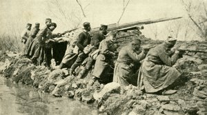 Après les pluies : Infanterie serbe... pendant les inondations, Première Guerre mondiale, c1915, c1920 - Unbekannt