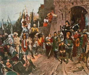 Agnes von Rosenberg rend le château de son père aux Hussites, 1426, 1936 - Unbekannt