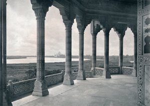 Agra. Balcon de la Tour de Jasmin, montrant le Taj, vers 1910 - Unbekannt