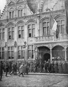 Albert Ier de Belgique et le président français Poincaré se rencontrent à Veurne, Belgique, 1er novembre 1914