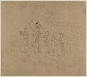 Album de thèmes taoïstes et bouddhistes : Procession de divinités taoïstes : Feuille 10, 1200s - Unbekannt