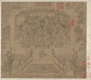 Album de thèmes taoïstes et bouddhistes : Procession de divinités taoïstes : Feuille 1, années 1200 - Unbekannt