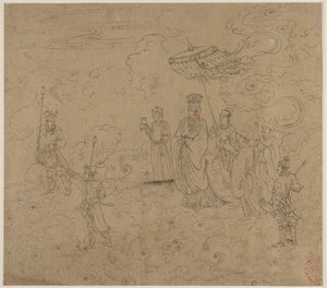 Album de thèmes taoïstes et bouddhistes : Procession de divinités taoïstes : Feuille 8, 1200s - Unbekannt