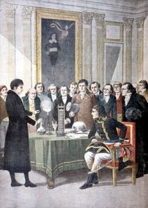Alessandro Volta, démontrant sa pile à Napoléon, vers 1800, 1901 - Unbekannt