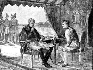 Alexandre Ier de Russie et Napoléon Ier de France à Tilsit, 1807