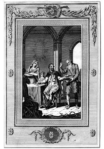 Alfred le Grand partageant son pain avec un pauvre pèlerin, 9ème siècle, 1772 - Unbekannt
