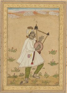 Un joueur de lyre africain recto, Calligraphie verso, vers 1640-1660