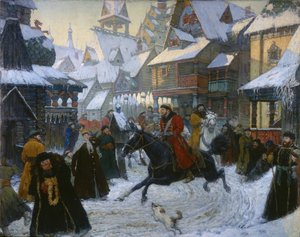 Une ancienne ville russe. Les cavaliers, années 1910