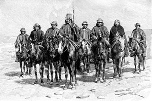 Un chef mapuche araucanien et son personnel, Chili-Argentine, 1895 - Unbekannt