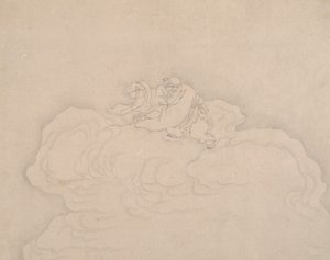 Un immortel sur un nuage avec une paire de pêches, 20ème siècle - Unbekannt