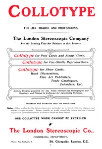 Une publicité pour le procédé Collotype offert par la London Stereoscopic Company, 1903 - Unbekannt