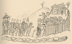 Guerriers anglo-saxons approchant un fort, 1908 - Unbekannt