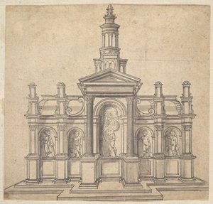 Tabernacle en forme architecturale avec un saint et quatre putti, vers 1530-49