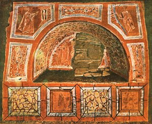 Arcosolium dans la catacombe de Domitilla sur la Via Ardeatina, Rome, Italie, 1928 - Unbekannt