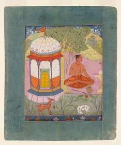 Ascète dans un paysage, illustrant le mode musical Bangali Ragini, vers 1675