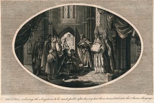 Athelstan ordonnant la publication des Écritures traduites en anglo-saxon, années 930, 1793 - Unbekannt