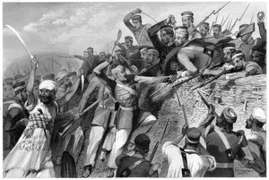 Attaque des mutins sur la batterie de Redan à Lucknow, 30 juillet 1857, vers 1860 - Unbekannt