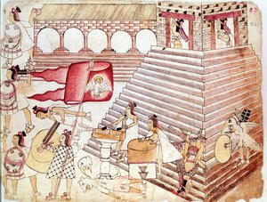 Guerriers aztèques défendant le temple de Tenochtitlan, Mexique