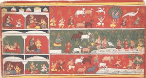 Bakasura, le démon grue, arrive à Brindavan... un Bhagavata Purana dispersé..., vers 1700 - Unbekannt