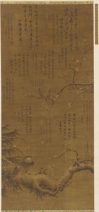 Oiseaux et fleurs de prunier dans la neige, dynastie Ming, 1368-1644 - Unbekannt
