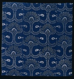 Impression à la réserve indigo bleu avec motif de feuille stylisée, 1790 - Unbekannt