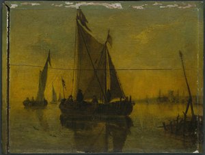 Bateaux dans un estuaire, 17ème siècle - Unbekannt