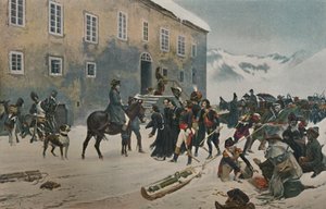 Bonaparte reçu par les moines du mont Saint-Bernard. Passage des Alpes, mai 1800 - Unbekannt