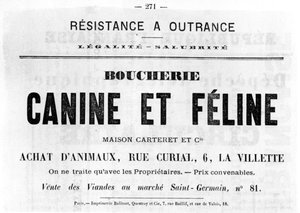 Boucherie canine et féline, des affiches politiques françaises de la Commune de Paris, mai 1871