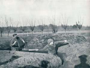Soldats britanniques pratiquant le lancer de grenades à main, vers 1914 - Unbekannt
