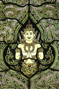Bouddha, vitrail, Temple de Marbre, Bangkok, Thaïlande