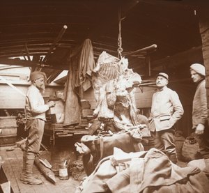 Bouchers sur une barge, Somme, nord de la France