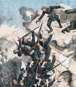 Le capitaine Lebedief défendant héroïquement le bastion à Port Arthur, guerre russo-japonaise, 1904-5 - Unbekannt