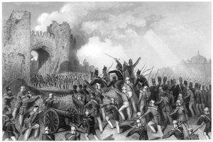 Capture de la Porte de Cachemire, assaut de Delhi, 1857, vers 1860 - Unbekannt