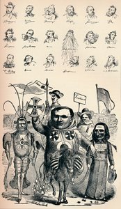 Caricatures des membres de la Conférence nationale à Francfort et du Prussian Kreuz-Zeitung