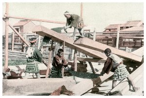 Menuisiers au travail, Japon, 1904