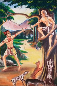 Œuvre de plafond représentant la vie de Bouddha