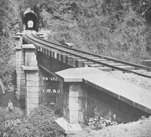 Chemin de fer central du Brésil : Creusement à travers la Serra do Mar, 1914
