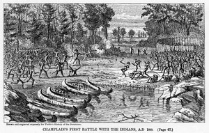 Première bataille de Champlain avec les Indiens, 1609, 1877