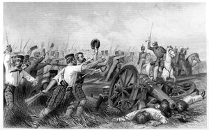 Charge des Highlanders avant Cawnpore, sous le général Havelock, 1857