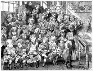 Enfants attendant la soupe à l