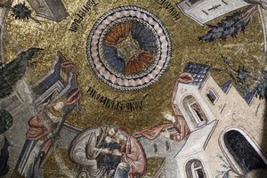 Mosaïque représentant la Vierge Marie recevant l