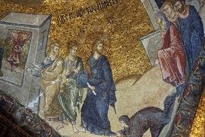 Église musée de Chora : mosaïque représentant la femme demandant à Jésus de restaurer sa santé, Istanbul, Turquie - Unbekannt