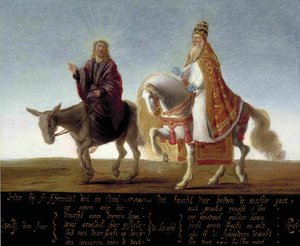 Christ sur un âne, le pape à cheval - Unbekannt