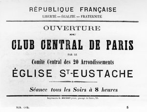 Club Central de Paris, des affiches politiques françaises de la Commune de Paris, mai 1871